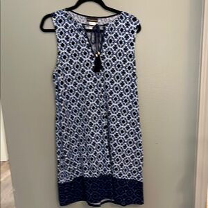 Blue and White Sleeveless Dress